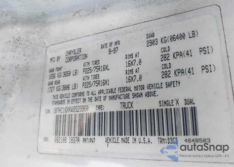 1998 Dodge Ram 1500 St/Ws from USA, damaged, VIN 1B7HC16XXWS529960